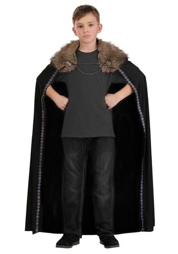 Black Faux Fur Collar Viking Kids Costume Cape