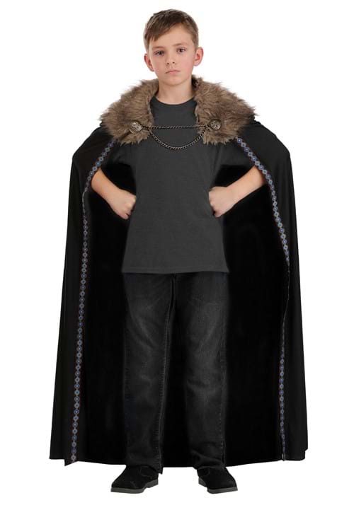 Black Faux Fur Collar Viking Kids Costume Cape