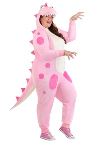 Plus Size Pink Dinosaur Onesie Costume