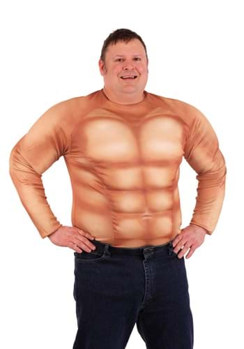 Adult Plus Size Padded Muscle Costume Shirt