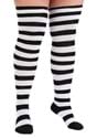 Plus Size Black and White Striped Womens Witch Socks