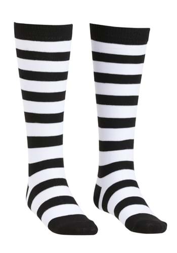 Black and White Striped Witch Socks for Girls