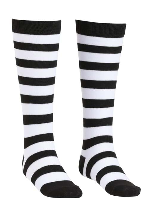 Black and White Striped Witch Socks for Girls