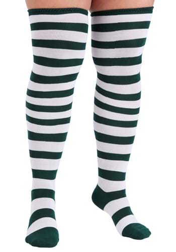 Plus Size White Green Womens Munchkin Socks