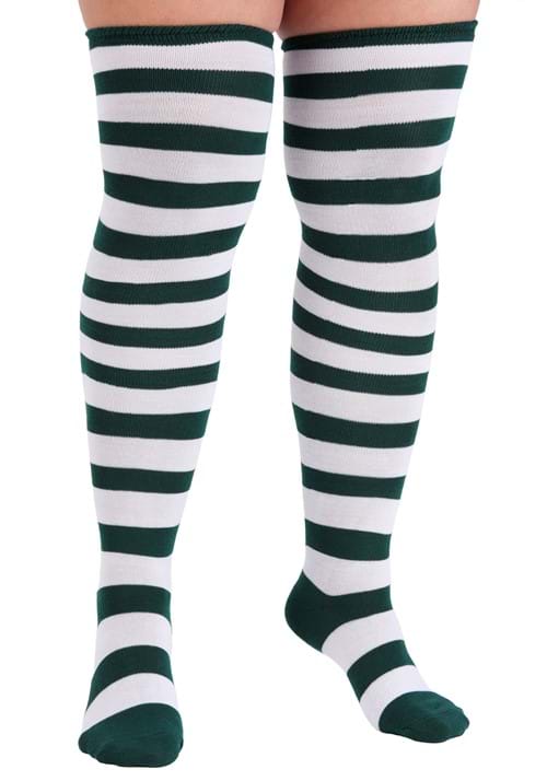 Plus Size White Green Womens Munchkin Socks