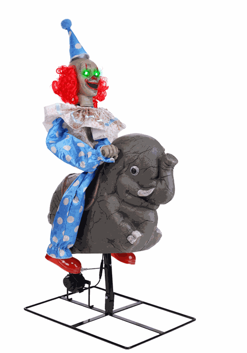 3.5FT Animated Rocking Elephant Clown Decoration | Halloween Animatronics