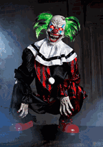 Crouching Red Clown Animatronic Decoration