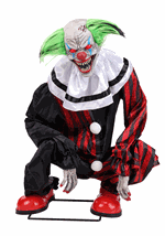 Crouching Red Clown Animatronic Decoration Alt 2