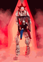 7FT Cagey the Clown with Caged Clown Animated Decoration