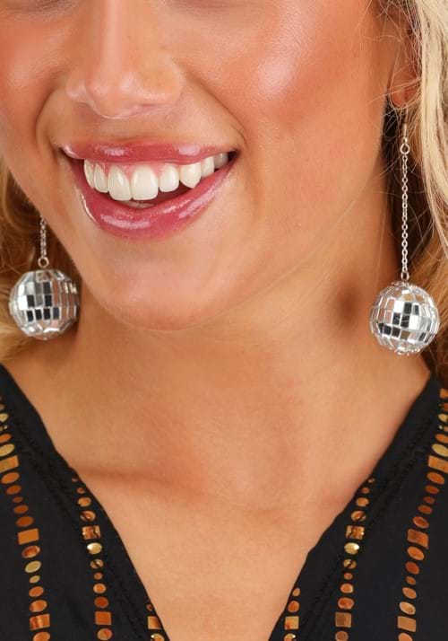 1 Inch Silver Disco Ball Costume Earrings