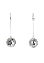 1 Inch Silver Disco Ball Costume Earrings Alt 3