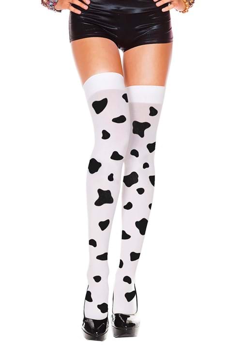 Cow Spot Print Thigh High Womens Tights