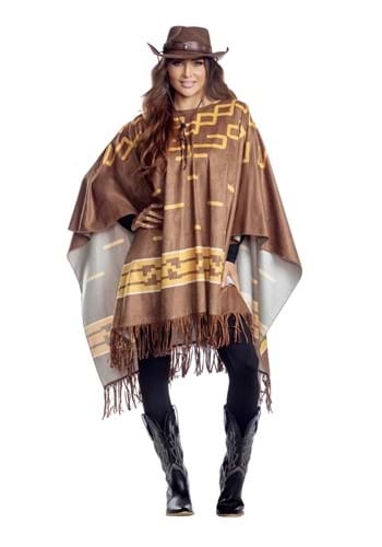 Cowboy Costume Poncho for Adults Alt 1