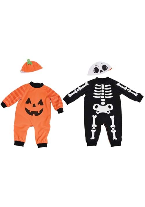 Infant Reversible Skeleton Pumpkin Onesie Costume