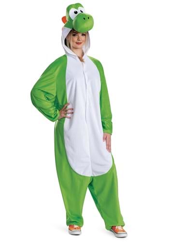 Super Mario Yoshi Hooded Jumpsuit Adult Costume Alt 1
