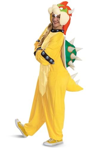 Super Mario Bowser Hooded Jumpsuit Costume for Adults Alt 1