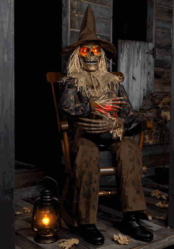 Animatronic Swiping Scully Seated Scarecrow Decoration