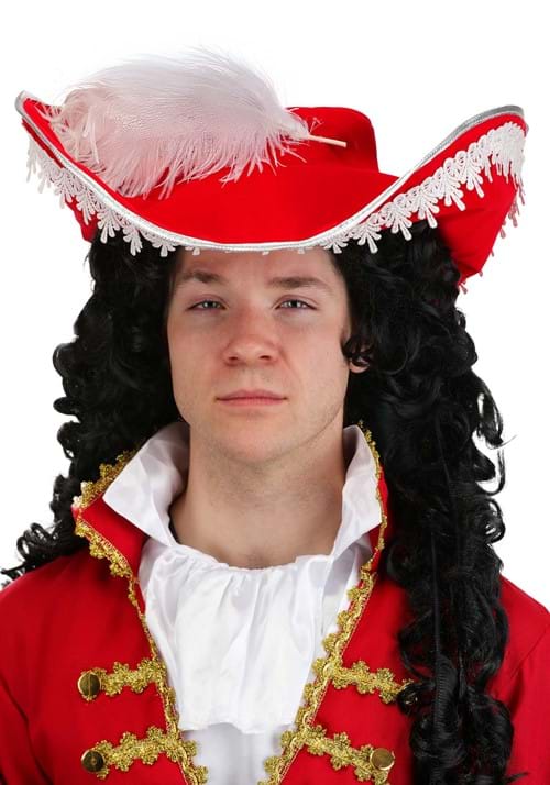 Red Pirate Adult Costume Hat with Feather