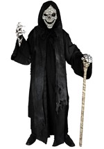 Adult Dark Reaper Costume Coat with Skull Mask and Skeleton 