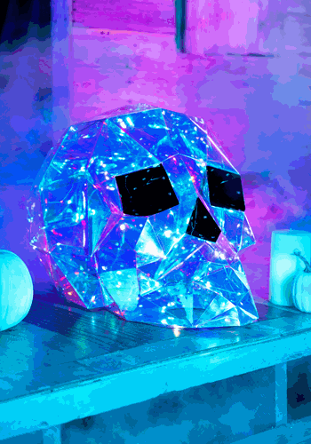 Iridescent Geometric Skull Decoration