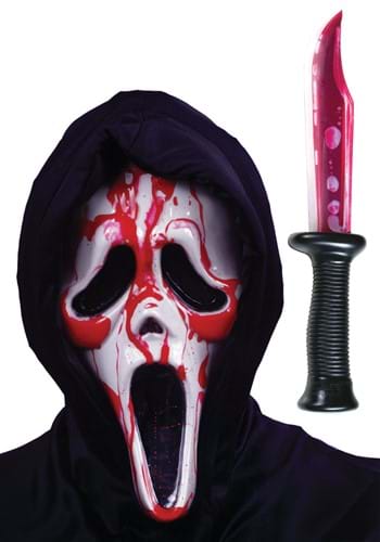 Ghost Face Bleeding Adult Mask with Knife Costume Kit
