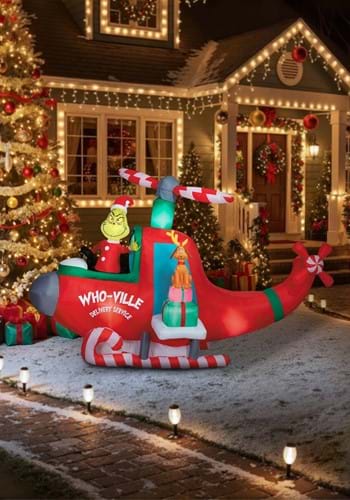 Animated Inflatable Grinch Helicopter Decoration UPD