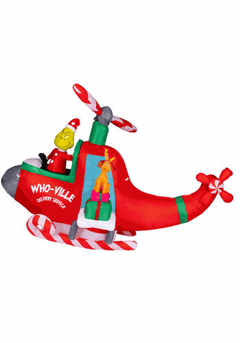Animated Inflatable Grinch in Helicopter Decoration