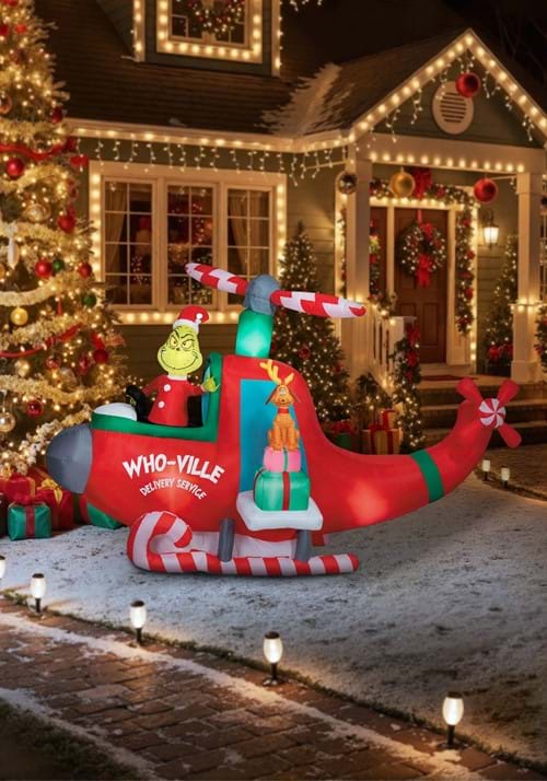 Animated Inflatable Grinch Helicopter Decoration UPD