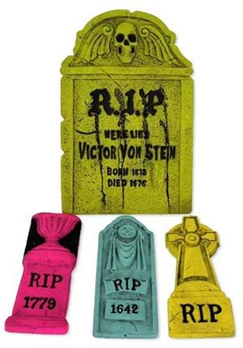 4 in 1 Colored Neon Tombstone Decorative Set
