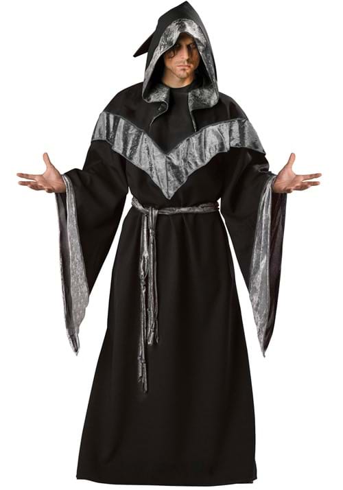 Dark Silver Sorcerer Mens Costume Robe