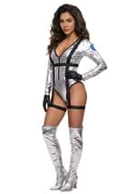 Womens Sexy Silver Astronaut Costume Romper