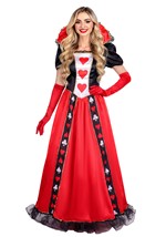 Womens Crimson Queen of Hearts Dress Costume Alt 1