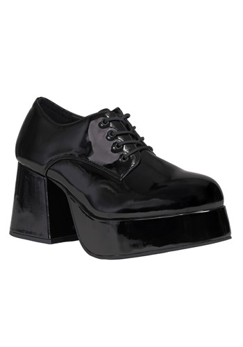 Mens Patent Disco Pimp Costume Black Shoes