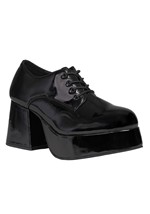 Mens Patent Disco Pimp Costume Black Shoes
