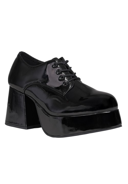 Mens Patent Disco Pimp Costume Black Shoes