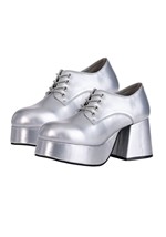Mens Disco Pimp Costume Silver Shoes