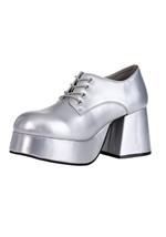 Mens Disco Pimp Costume Silver Shoes Alt 1