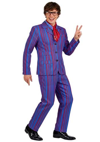 Mens Striped Purple 60s Swinger Costume Suit