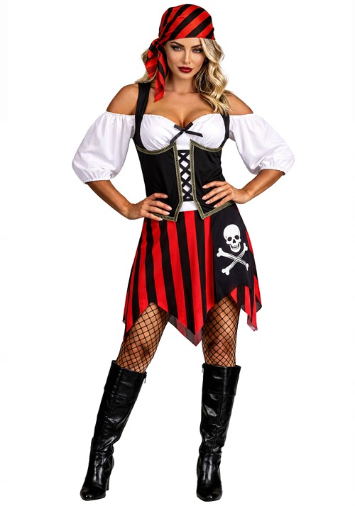 Womens Captain Corset Pirate Dress Costume