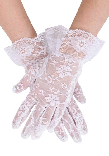 Victorian White Lace Womens Costume Gloves