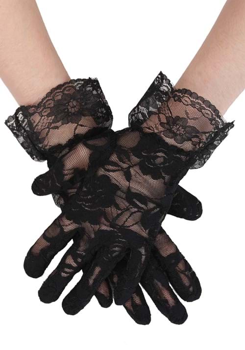 Womens Victorian Black Lace Costume Gloves