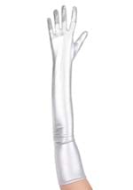 Womens Metallic Silver Costume Opera Gloves Alt 2