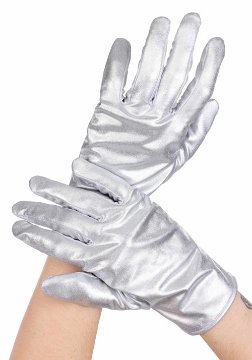 Metallic Silver Womens Costume Gloves