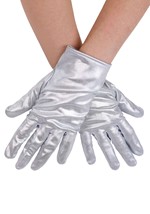 Metallic Silver Womens Costume Gloves Alt 1