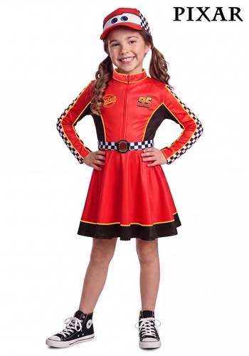 Girls Disney Pixar CARS Lightning McQueen Dress Costume 1