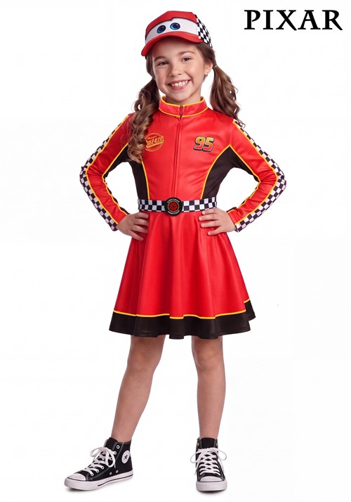 Girls Disney Pixar CARS Lightning McQueen Dress Costume 1