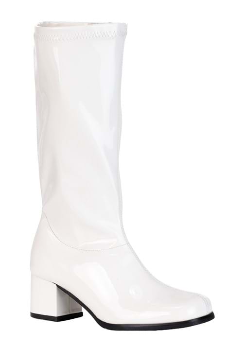 Girls Patent Costume White Gogo Boots