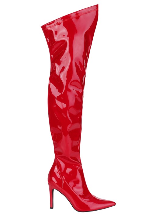 Womens Thigh High Red Patent Boots
