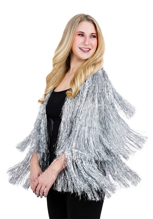 Womens Silver Fringe 1970s Jacket Costume