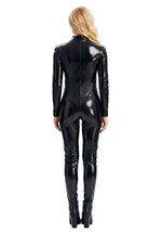 Womens Deluxe Zip Front Black Bodysuit Costume Alt 1
